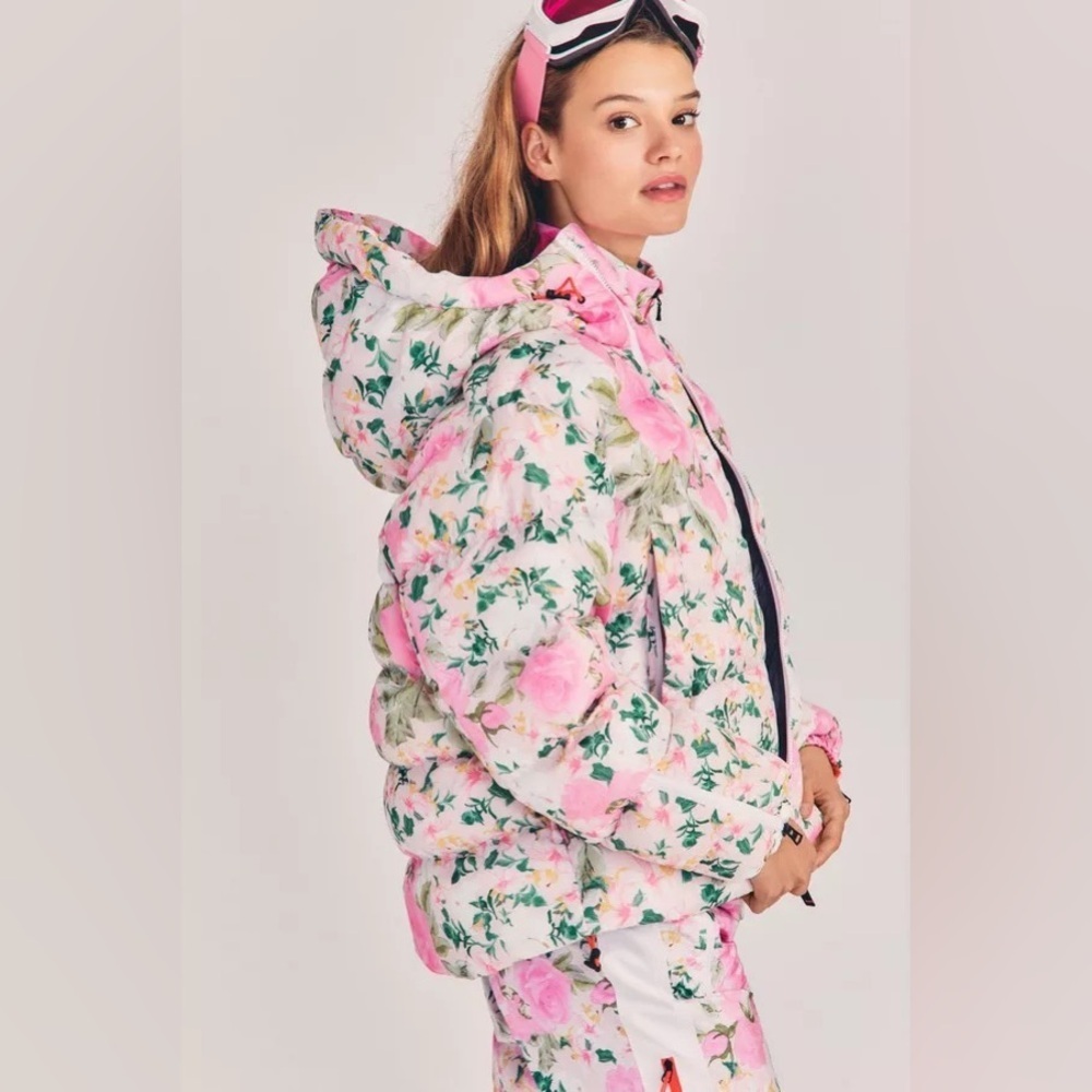 LoveShackFancy Pink Floral Ski Jacket